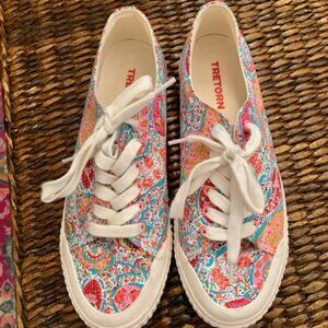 Women's J.Crew Tretorn Marley Canvas Sneakers Liberty Floral Paisley Size 8.5